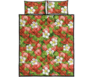 Strawberry Leaves Flower Pattern Quilt Bed Set