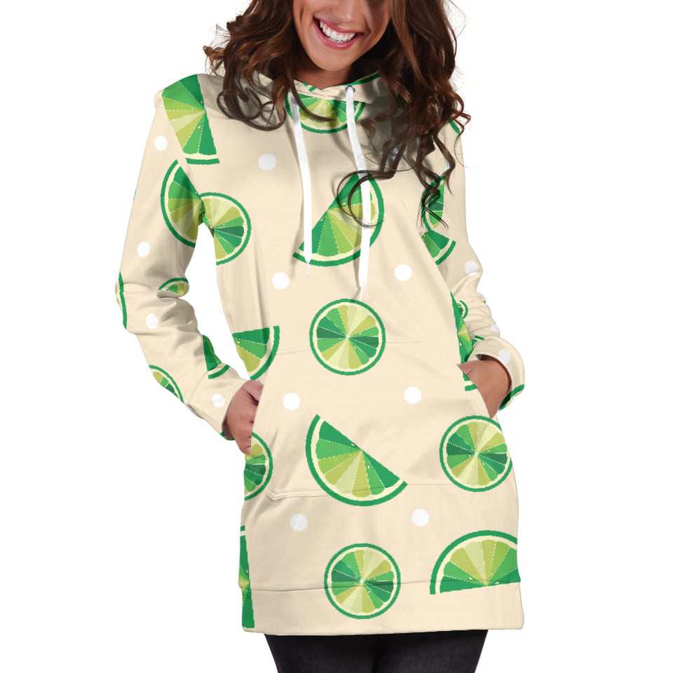 Lime Pattern Women Hoodie Dress