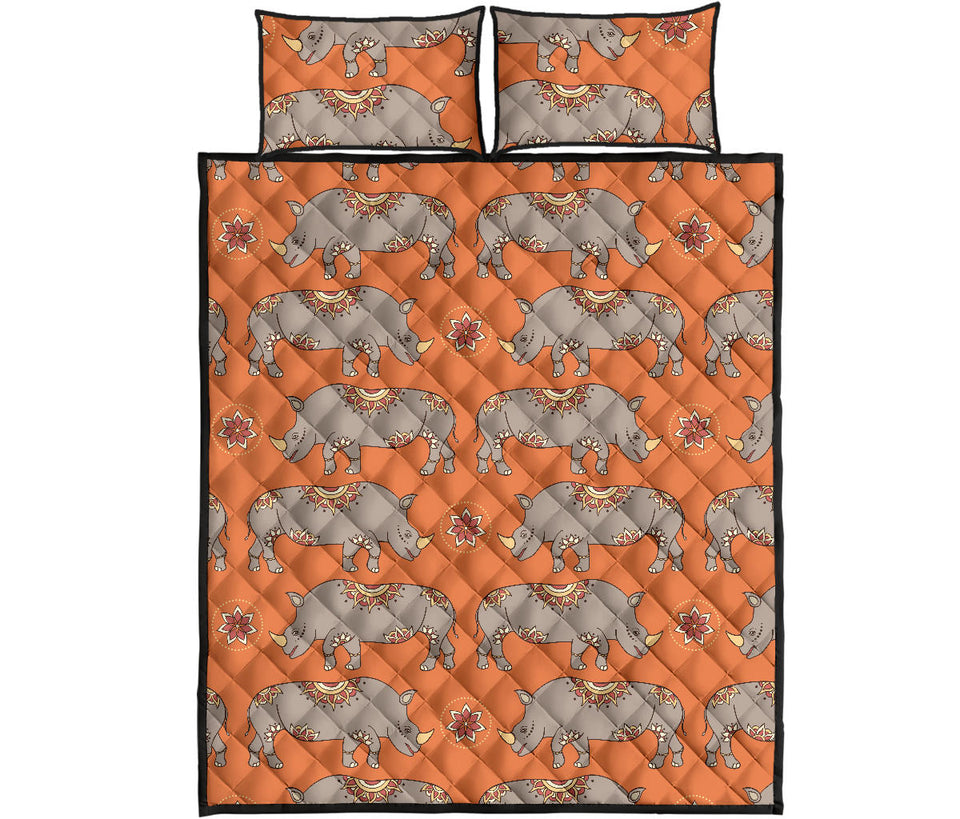 Rhino Pattern Theme Quilt Bed Set