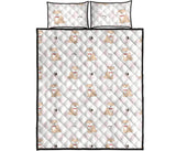 Cute Shiba Inu Heart Pattern Quilt Bed Set