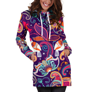 Indian Pattern Background Women Hoodie Dress