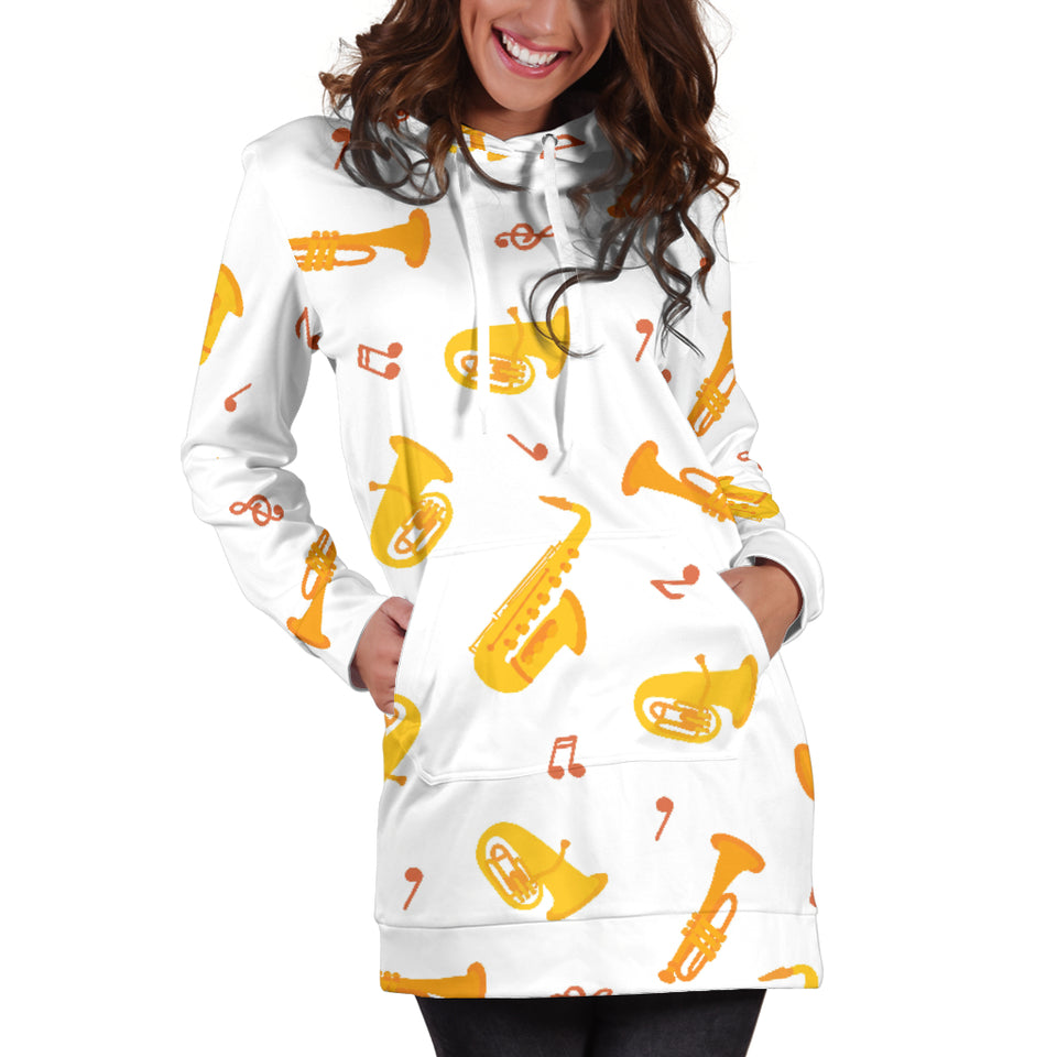 Saxophone Pattern Theme Women Hoodie Dress