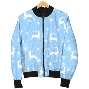 Snowflake Deer Pattern Men Bomber Jacket