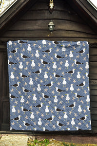 Seagull Pattern Print Design 01 Premium Quilt