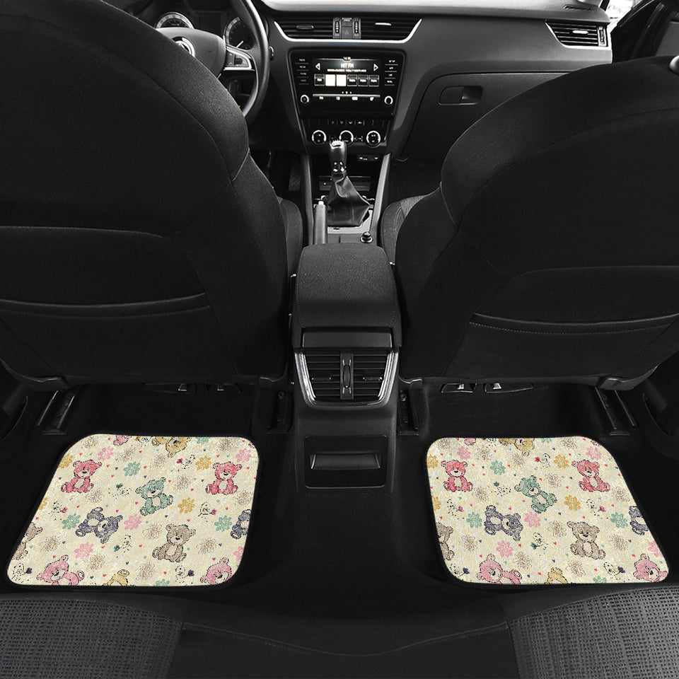 Teddy Bear Pattern Print Design 05 Front and Back Car Mats