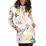 Swan Flower Pattern Women Hoodie Dress