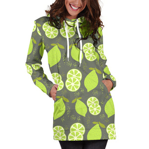 Lime Pattern Theme Women Hoodie Dress