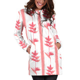 Heliconia Pink White Pattern Women Hoodie Dress