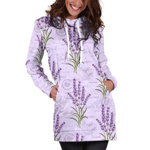 Lavender Pattern Background Women Hoodie Dress