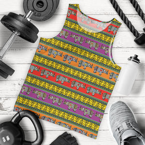 Rhino African Afro Dashiki Adinkra Kente Pattern Ethnic Motifs Men Tank Top