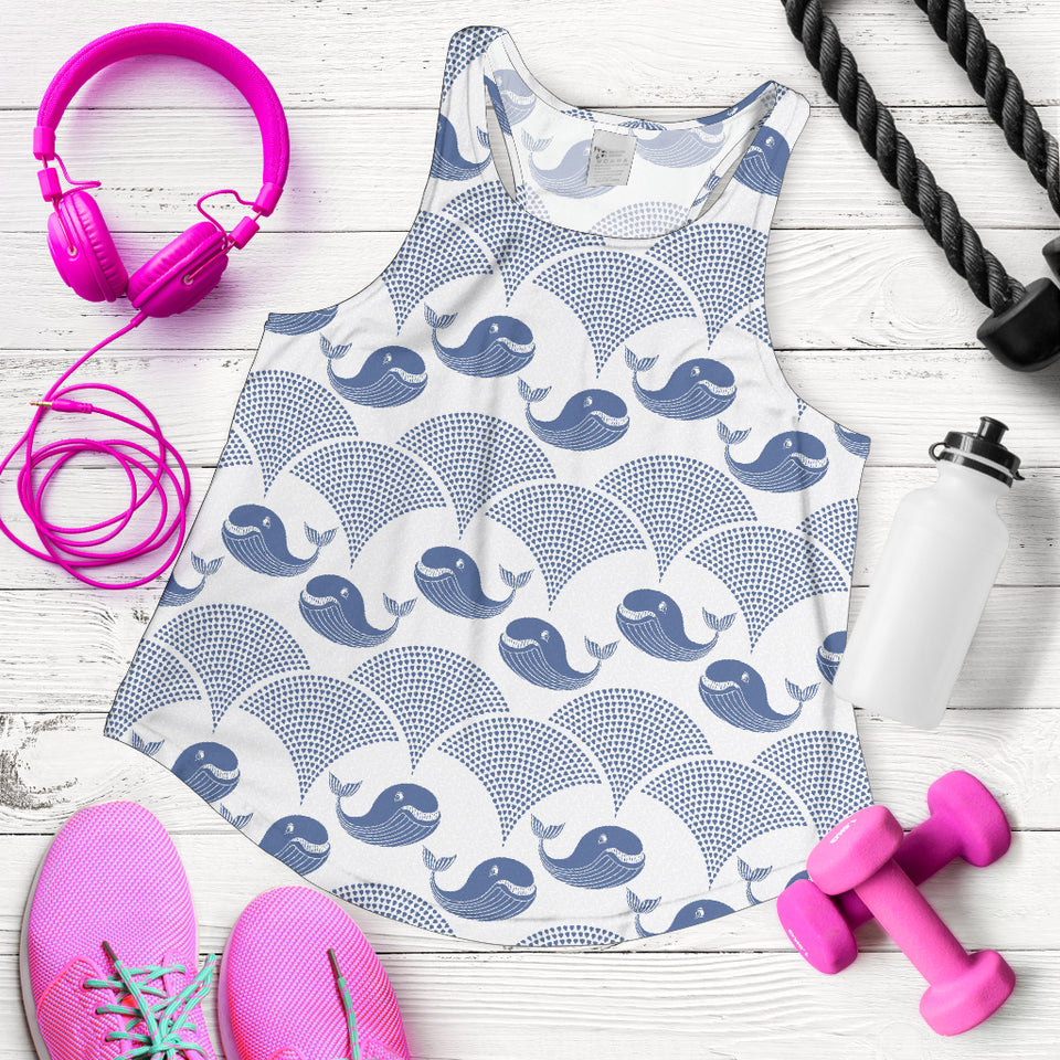 Whale Pattern Women Racerback Tank Top