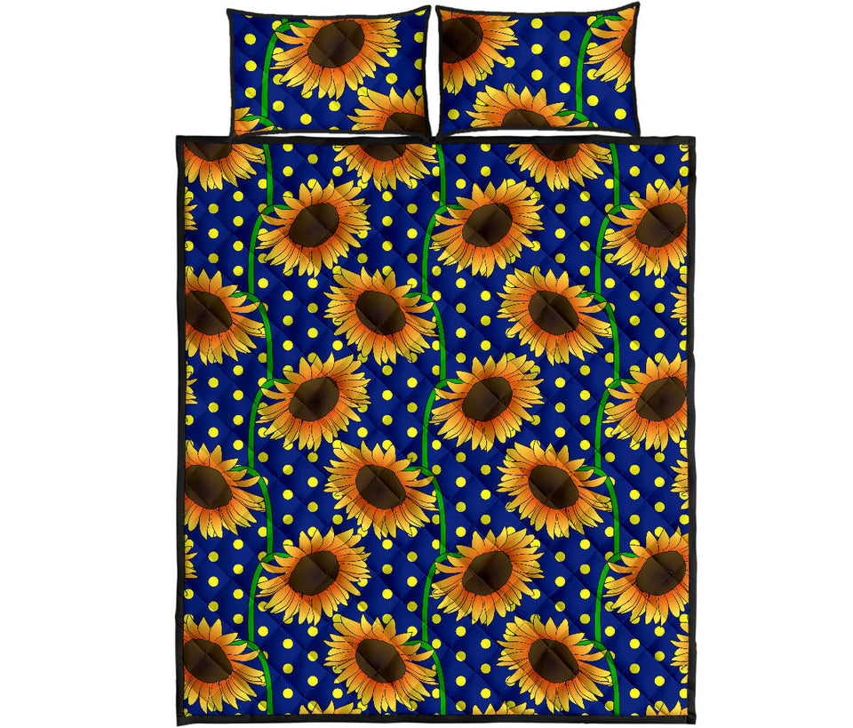 Sunflower Pokka Dot Pattern Quilt Bed Set