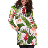 Heliconia Hibiscus Leaves Pattern Women Hoodie Dress