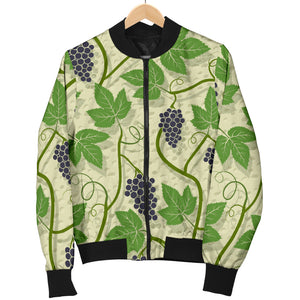 Grape Leaves Pattern Men Bomber Jacket