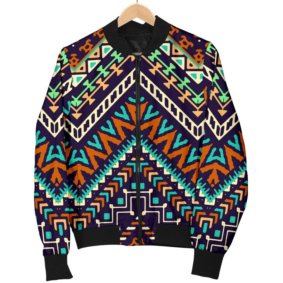 Zigzag African Afro Dashiki Adinkra Kente Women Bomber Jacket