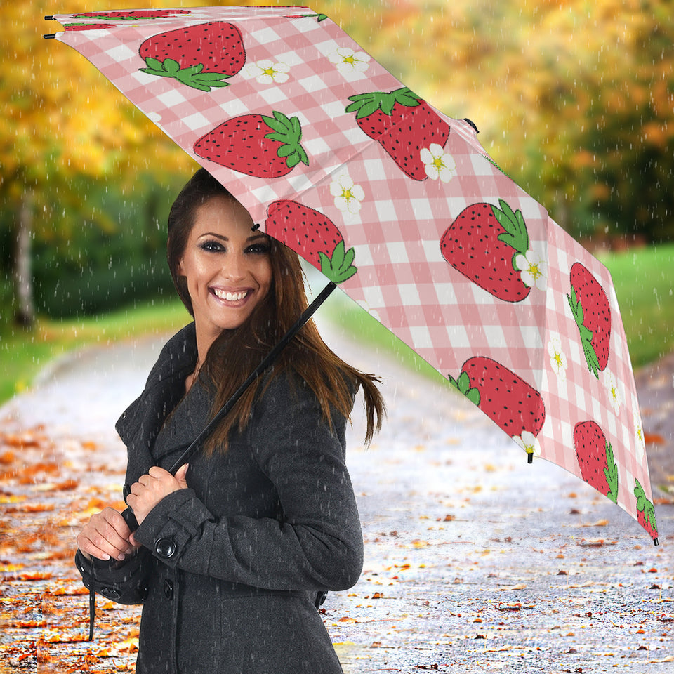 Strawberry Pattern Stripe Background Umbrella