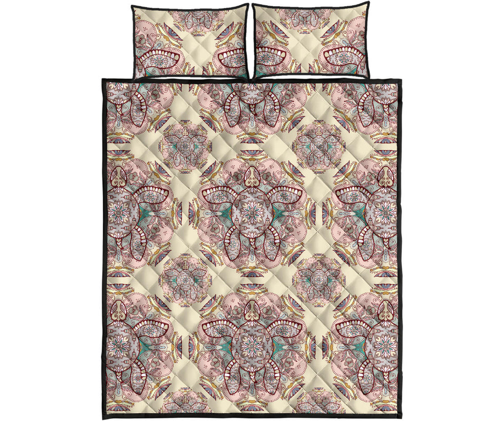 Sea Turtle Tribal Pattern Quilt Bed Set