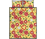 Pizza Tomato Salami Texture Pattern Quilt Bed Set