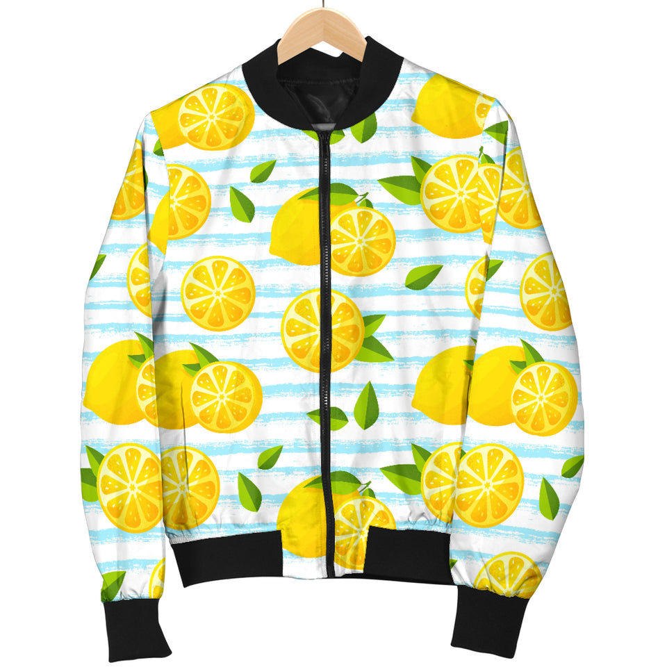 Lemon Pattern Stripe Background Men Bomber Jacket