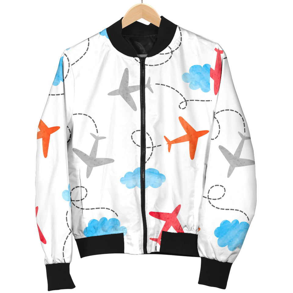Airplane Cloud Pattern Women Bomber Jacket