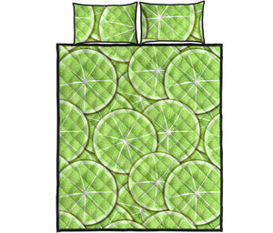 Sliced Lime Pattern Quilt Bed Set