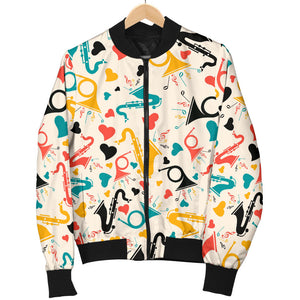 Saxophone Pattern Background Men Bomber Jacket