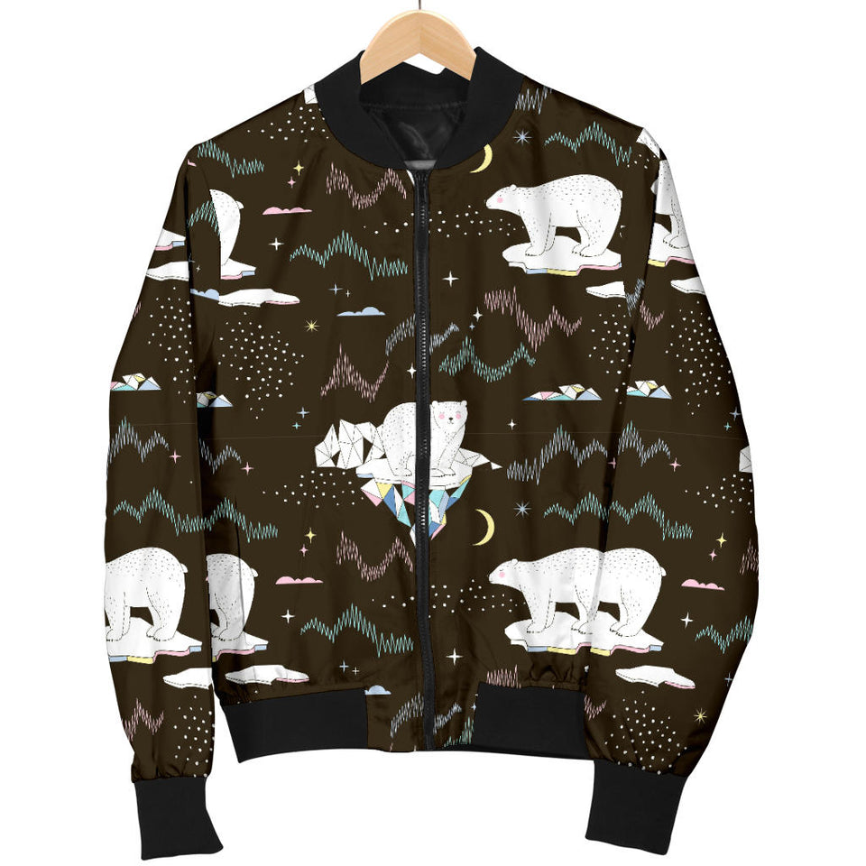 Polar Bear Pattern Background Men Bomber Jacket