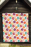 Lips Pattern Print Design 03 Premium Quilt
