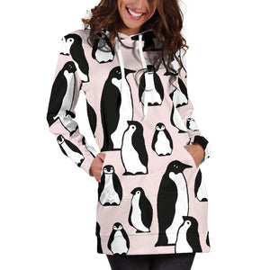 Penguin Pattern Background Women Hoodie Dress