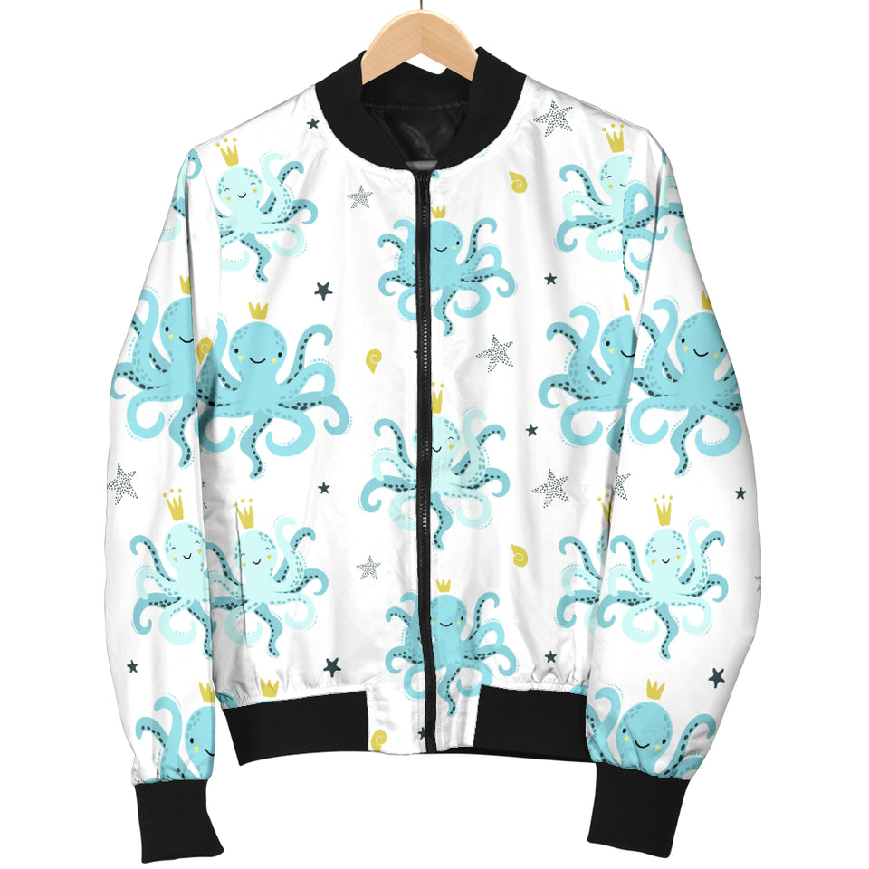 Octopus Blue Pattern Men Bomber Jacket