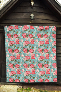 Rose Pattern Print Design 03 Premium Quilt