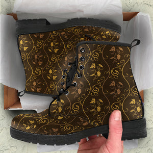 Gold Grape Pattern Leather Boots