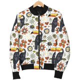 Toucan Flower Pattern Women Bomber Jacket
