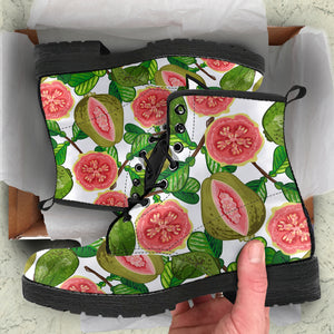 Guava Leaves Pattern Leather Boots