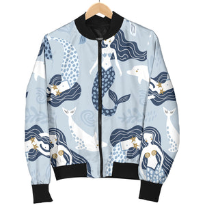 Mermaid Dolphin Pattern Men Bomber Jacket