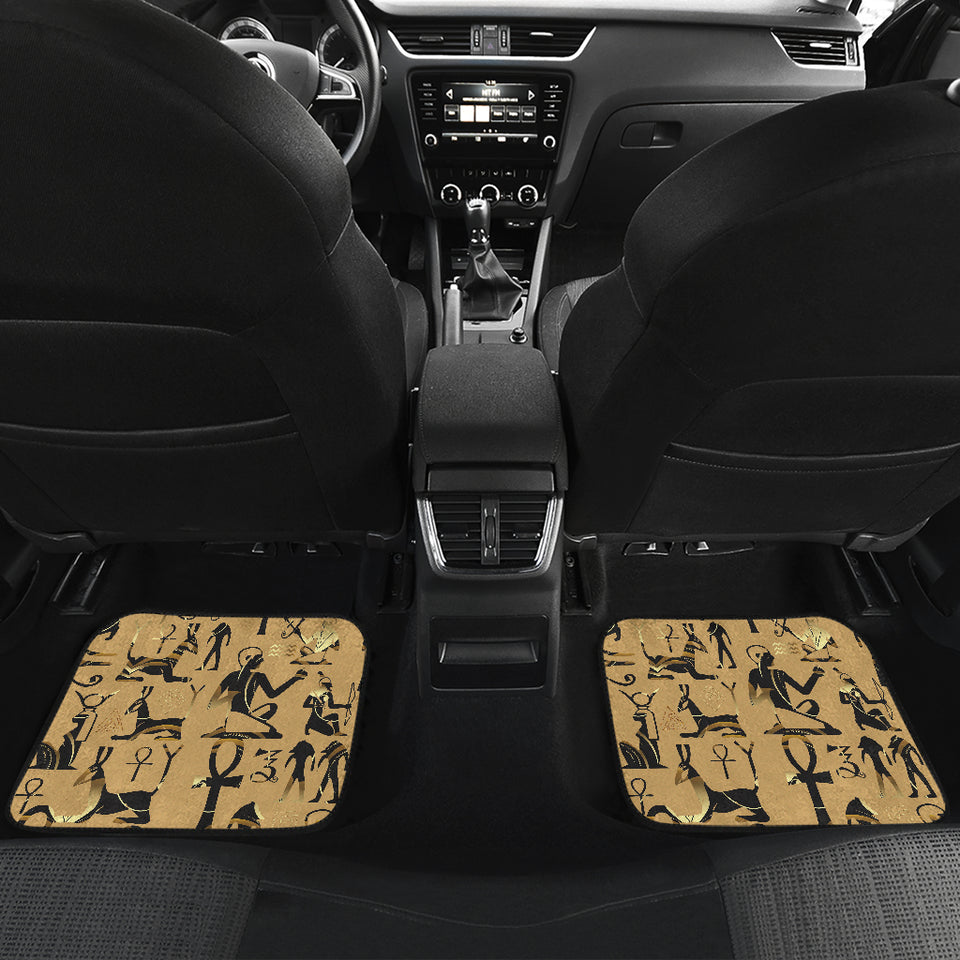 Egypt Hieroglyphics Pattern Print Design 02 Front and Back Car Mats