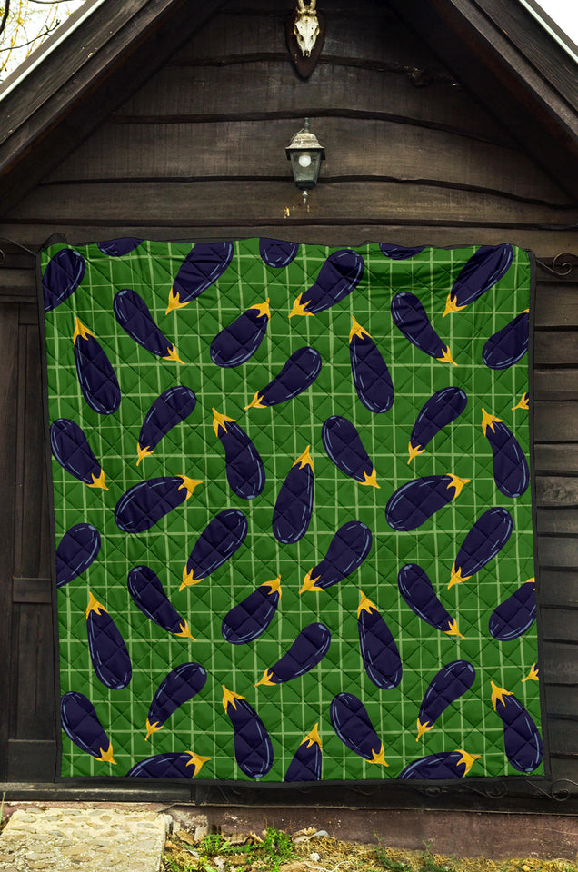 Eggplant Pattern Print Design 04 Premium Quilt