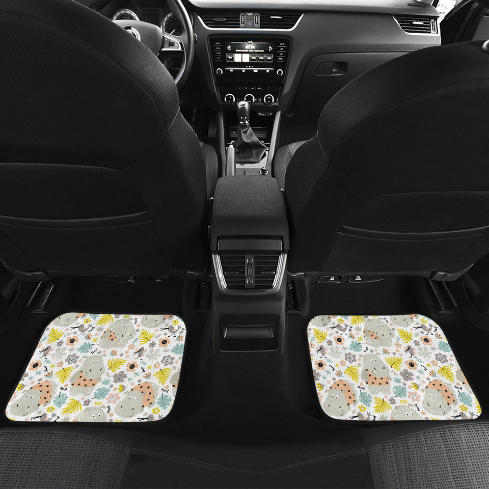 Hippopotamus Pattern Print Design 05 Front and Back Car Mats