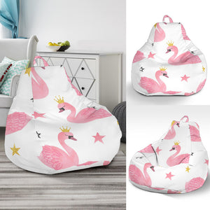 Pink Swan Pattern Bean Bag Cover