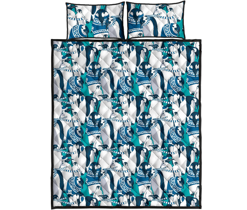 Penguin Pattern Quilt Bed Set