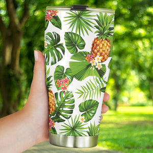 Pineapple Flower Leaves Pattern Tumbler