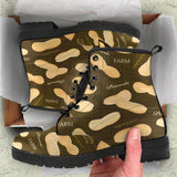 Peanut Pattern Green Background Leather Boots