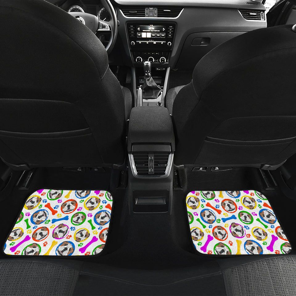 English Bulldog Pattern Print Design 05 Front and Back Car Mats