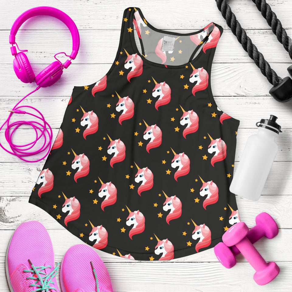 Unicorn Star Pattern Women Racerback Tank Top