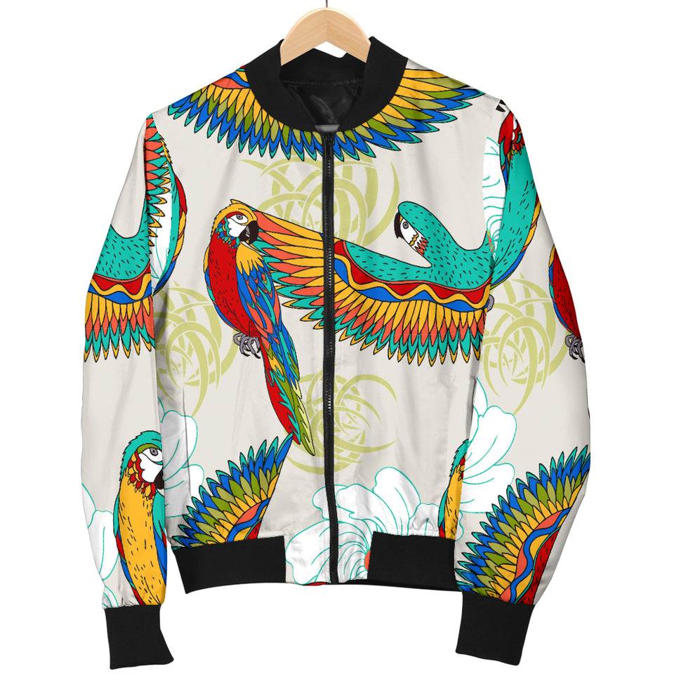 Parrot Flower Pattern Women Bomber Jacket