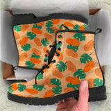 Papaya Leaves Pattern Leather Boots