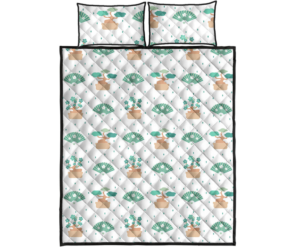 Bonsai Fan Pattern Quilt Bed Set