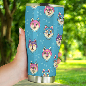 Siberian Husky Head Pattern Tumbler