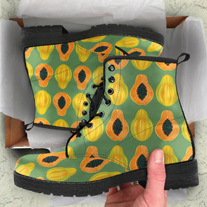 Papaya Pattern Background Leather Boots