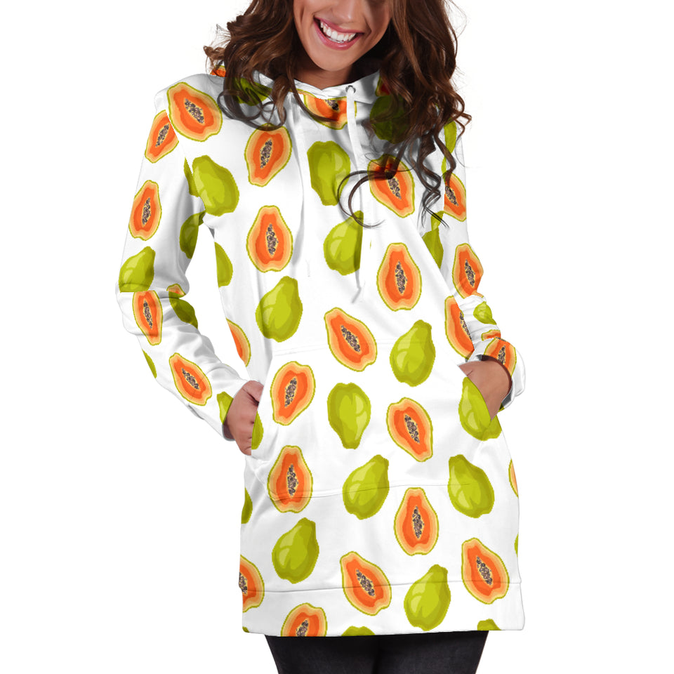 Papaya Pattern Theme Women Hoodie Dress